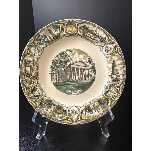 Vintage Virginia State Capitol Souvenir Plate 7.25" Capesco - Picture 1 of 10